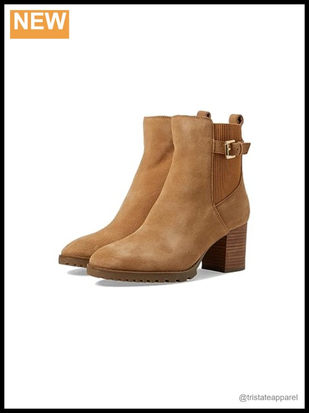 Waterproof Suede Leather Ankle Bootie Block Heel Zip Closure Snow Boot